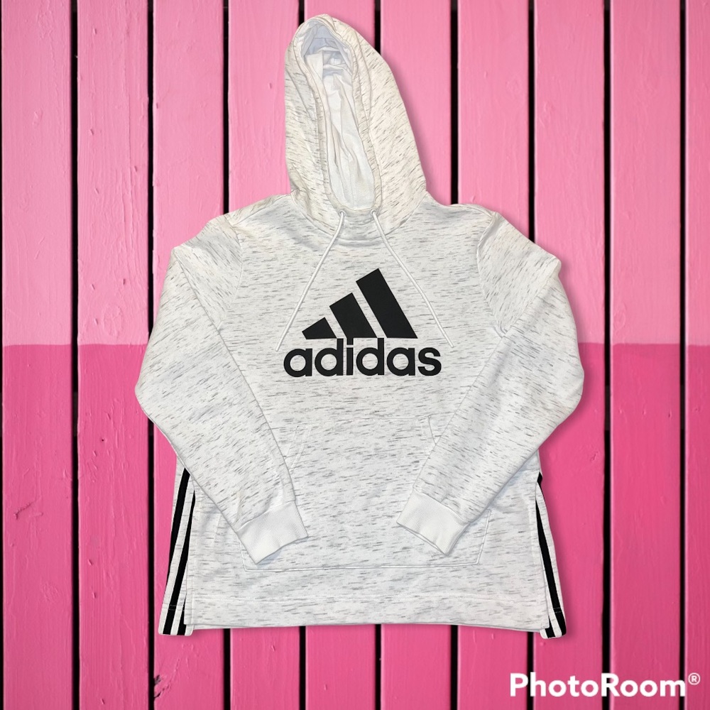 Adidas White & Black Speckled Hoodie